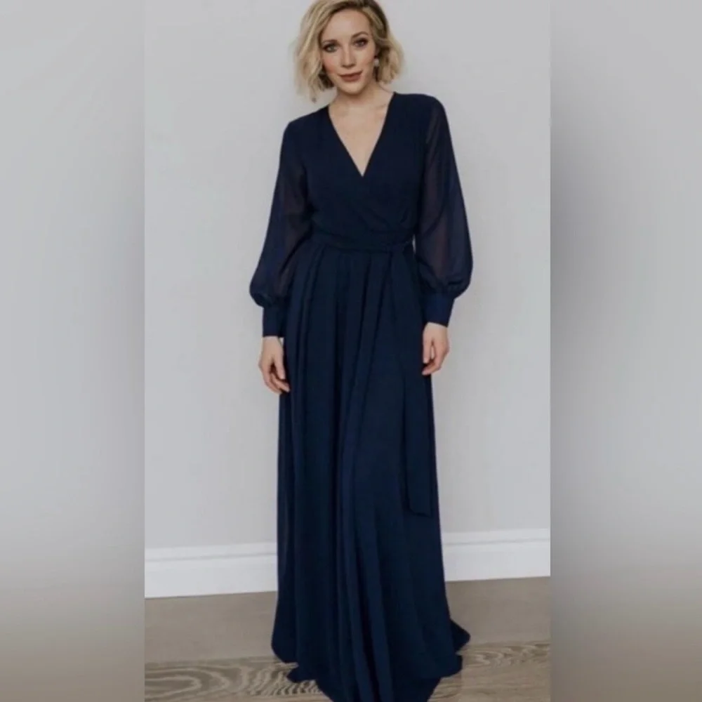 Baltic Born Lydia Navy Long Sheer Sleeve Maxi Dress Size XXXL - Picture 1 of 8